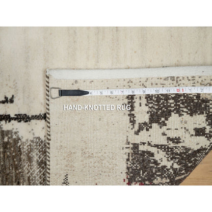 2'4"X4'8" White Hand Knotted Lori Buft Gabbeh Modern Wool Runner Rug