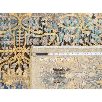 3'2"X5' Gold Brown Saroogh Silk With Wool Hand Knotted Rug