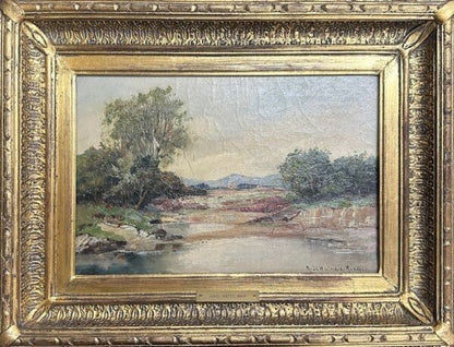 Karl Sattelmair Oil Painting Riverscene Signed Germany 24.8X36.2Cm Framed Coa