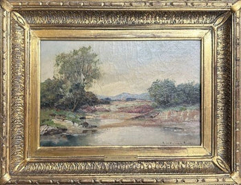 Karl Sattelmair Oil Painting Riverscene Signed Germany 24.8X36.2Cm Framed Coa
