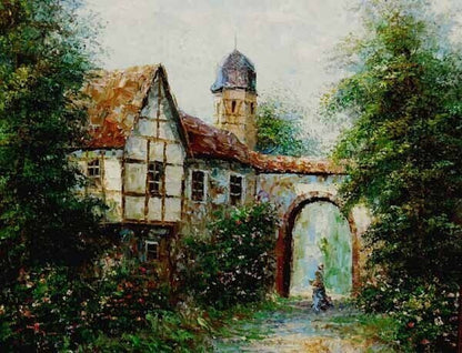 Theo Raucher (Germany) Unique Original Oil Painting On Canvas Signed