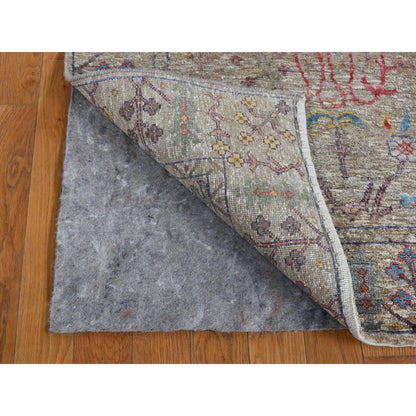 3'1"X12' Brown Silk With Wool Vase Design Hand Knotted Runner Rug