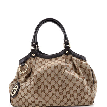Gucci Sukey Tote Gg Canvas With Leather Medium