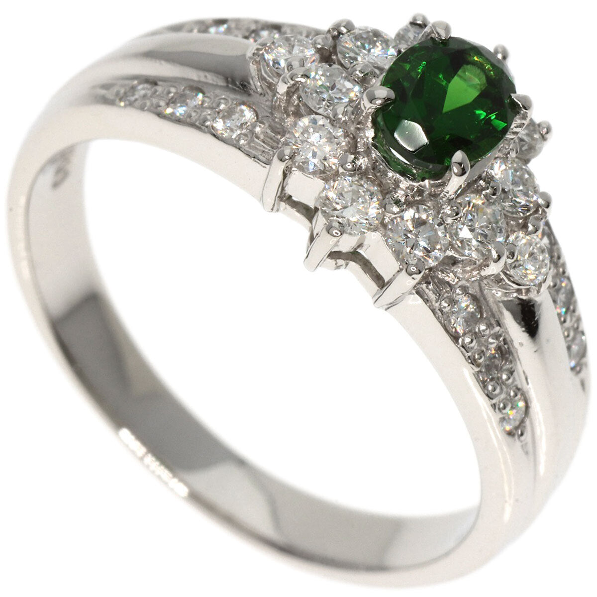 0.4ct Chrome Tourmaline Diamond Ring Platinum