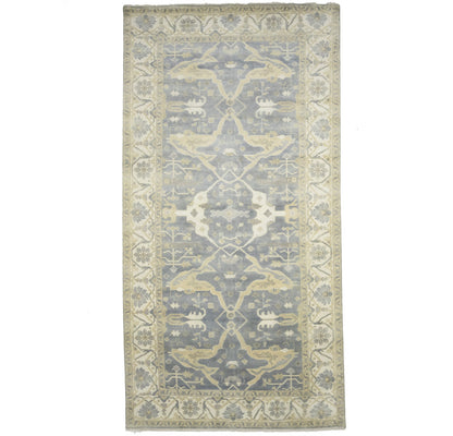 Muted 8X16 Gray Floral Oushak Oriental Rug Handmade Oversized Area Carpet