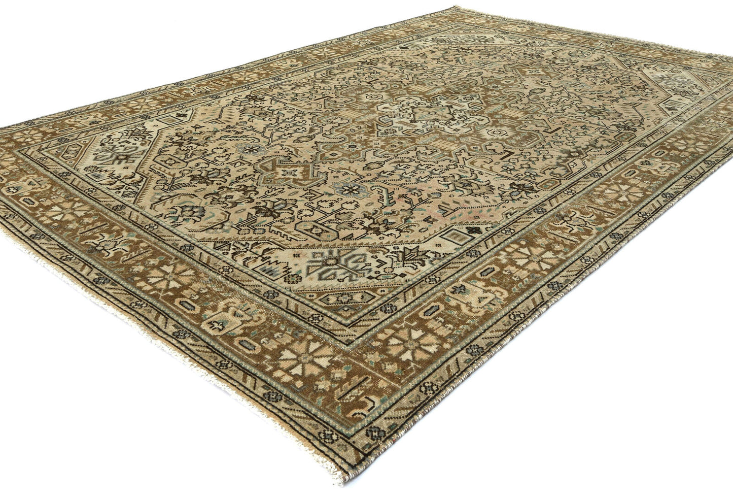 Vintage Oriental Rug Muted Floral Classic Carpet