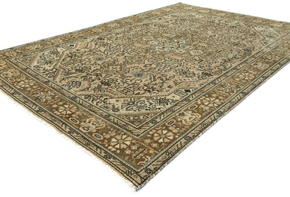 Vintage Oriental Rug Muted Floral Classic Carpet