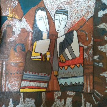Asia Katz Signed Lithograph 246/285 Abstract Couple Israeli Bulgarian Modern Art