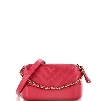 Chanel Gabrielle Double Zip Clutch With Chain Chevron Aged Calfskin
