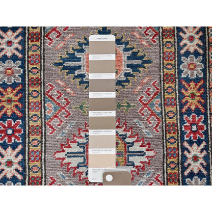 2'X5'9" Brown Kazak With Tribal Design Hand Knotted Soft Wool Runner Rug