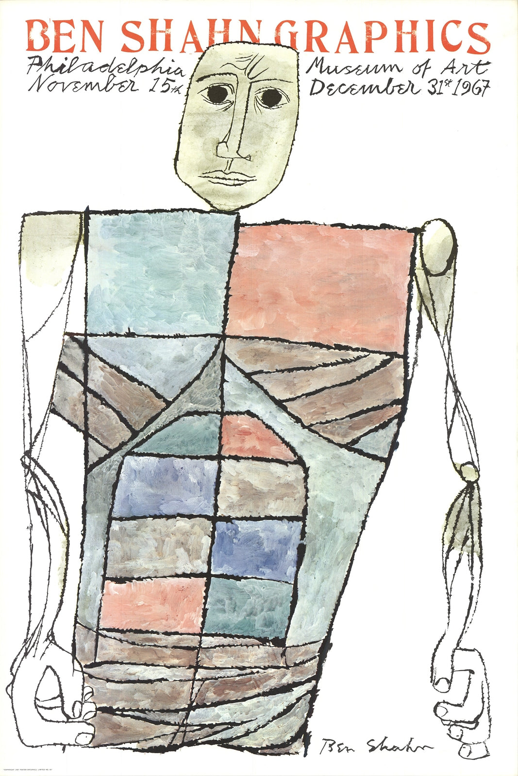 Ben Shahn Graphics " Lithograph Modernism Multicolor Blue Red Gr