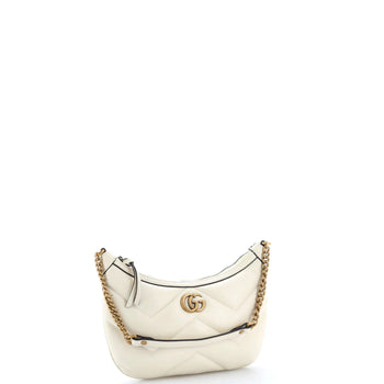 Gucci Gg Marmont Half Moon Chain Shoulder Bag Matelasse Leather Small