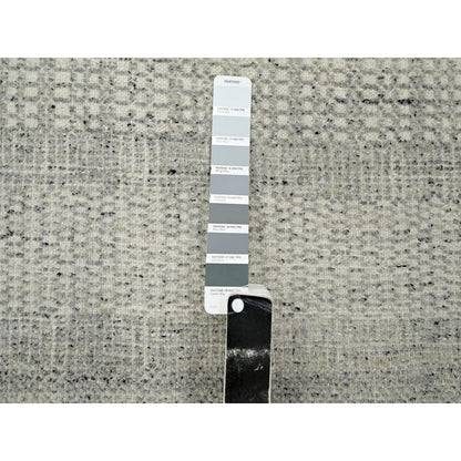 6'1"X9' Gray Natural Wool Rug Hand Knotted Oxidized Grass Design Oriental