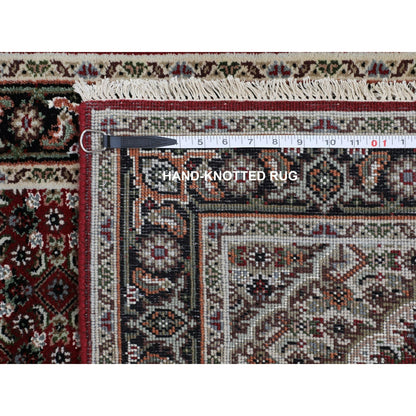 2'8"X10'1" Red Tebraz Mahi Fish Design Hand Knotted Runner Rug