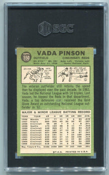 Vada Pinson 1967 Topps Card #550 Sgc Graded 6