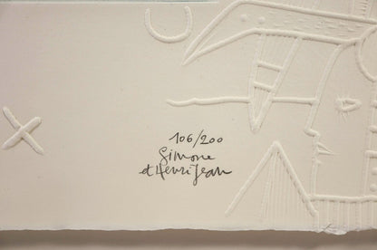 Simone & Henri Jean Etching With Embossing Limited 200 Hand-Signed Contemporary