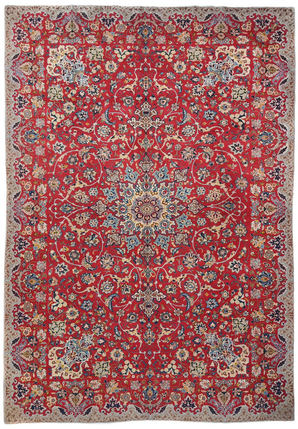 Vintage Handmade Oriental Rug 10X13 Traditional Floral One of a Kind Carpet