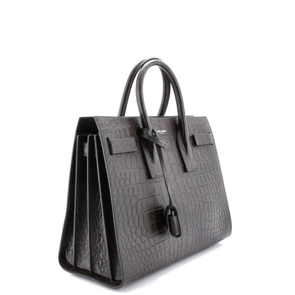 Saint Laurent Sac De Jour Nm Bag Crocodile Embossed Leather Small