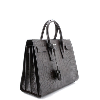 Saint Laurent Sac De Jour Nm Bag Crocodile Embossed Leather Small