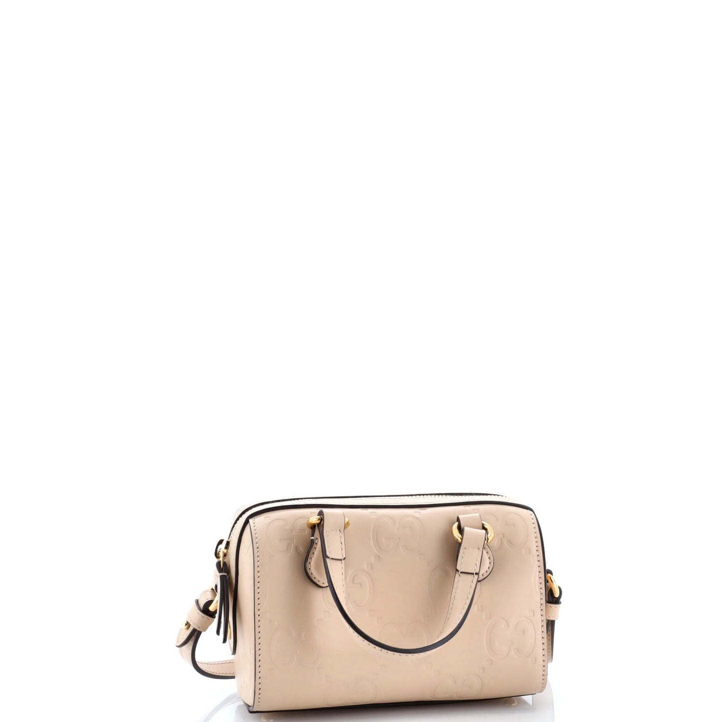 Gucci Convertible Top Handle Bag Jumbo Gg Embossed Leather Mini