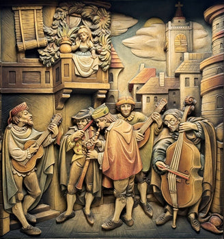 Anri Hand Carved Wood Carl Spitzweg Plaque Relief Mural Sculpture