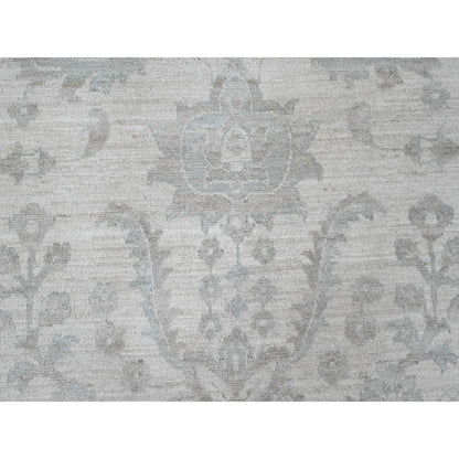 10'X13'8" Cotton White Washed Out Peshawar 100% Wool Hand Knotted Rug