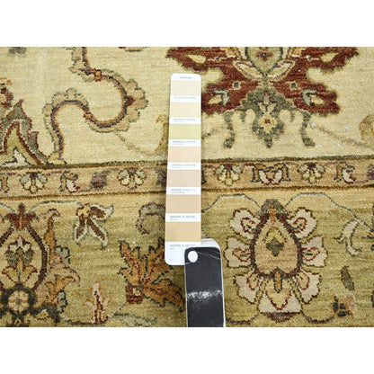 5'5"X8'1" Ivory Agra Ziegler Design Leaf Pattern Hand Knotted Wool Rug