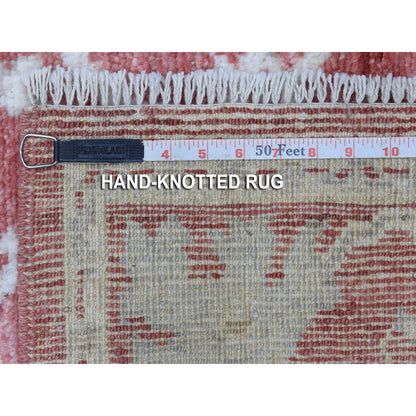 4'1"X6' Red Angora Oushak With Faded Out Colors Wool Hand Knotted Rug