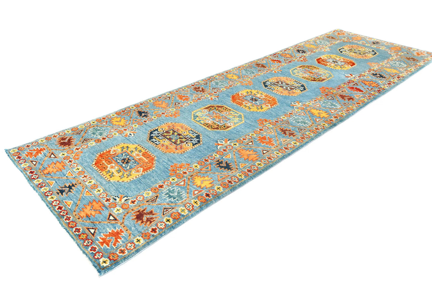 Hand-Knotted Kazak Runner Rug 2'11X9'2 Ft