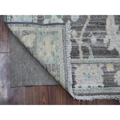 2'8"X7'9" Scorpion Gray Hand Knotted Angora Oushak Runner Oriental Rug