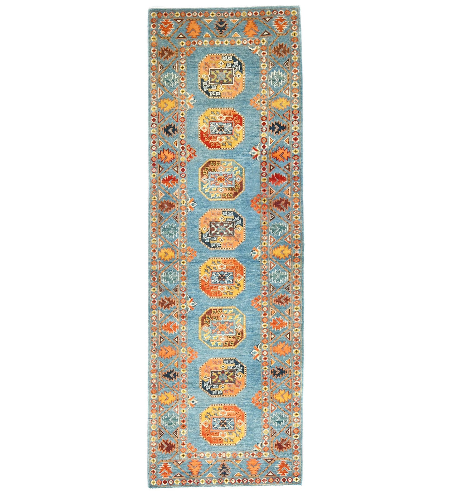 Hand-Knotted Kazak Runner Rug 2'11X9'2 Ft