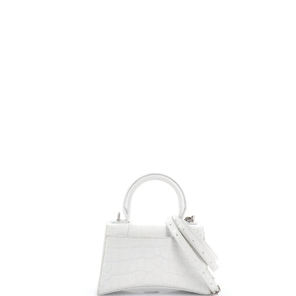 Balenciaga Hourglass Top Handle Bag Crocodile Embossed Leather Xs
