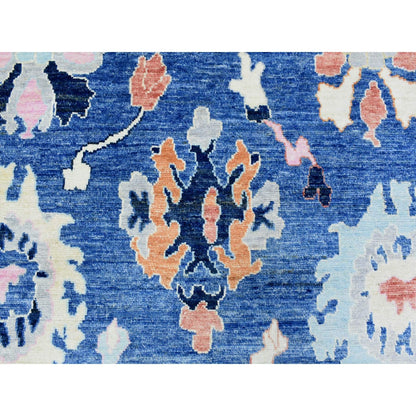 8'2"X10' Denim Blue Hand Knotted Afghan Angora Oushak Pure Wool Rug
