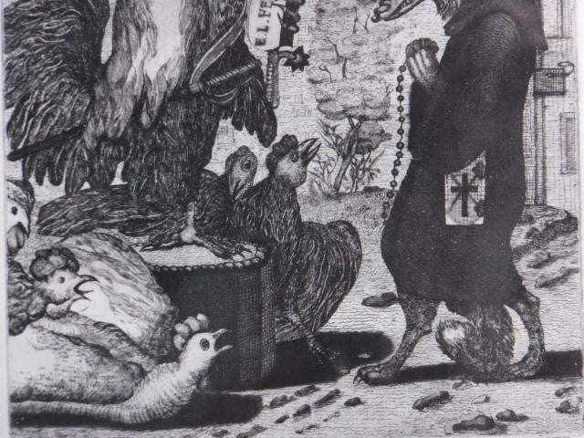 Nikolai Yanakiev Bulgaria "Exlibris For W.Feliers" Etching 1991 Ea Signed Framed