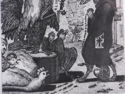Nikolai Yanakiev Bulgaria "Exlibris For W.Feliers" Etching 1991 Ea Signed Framed