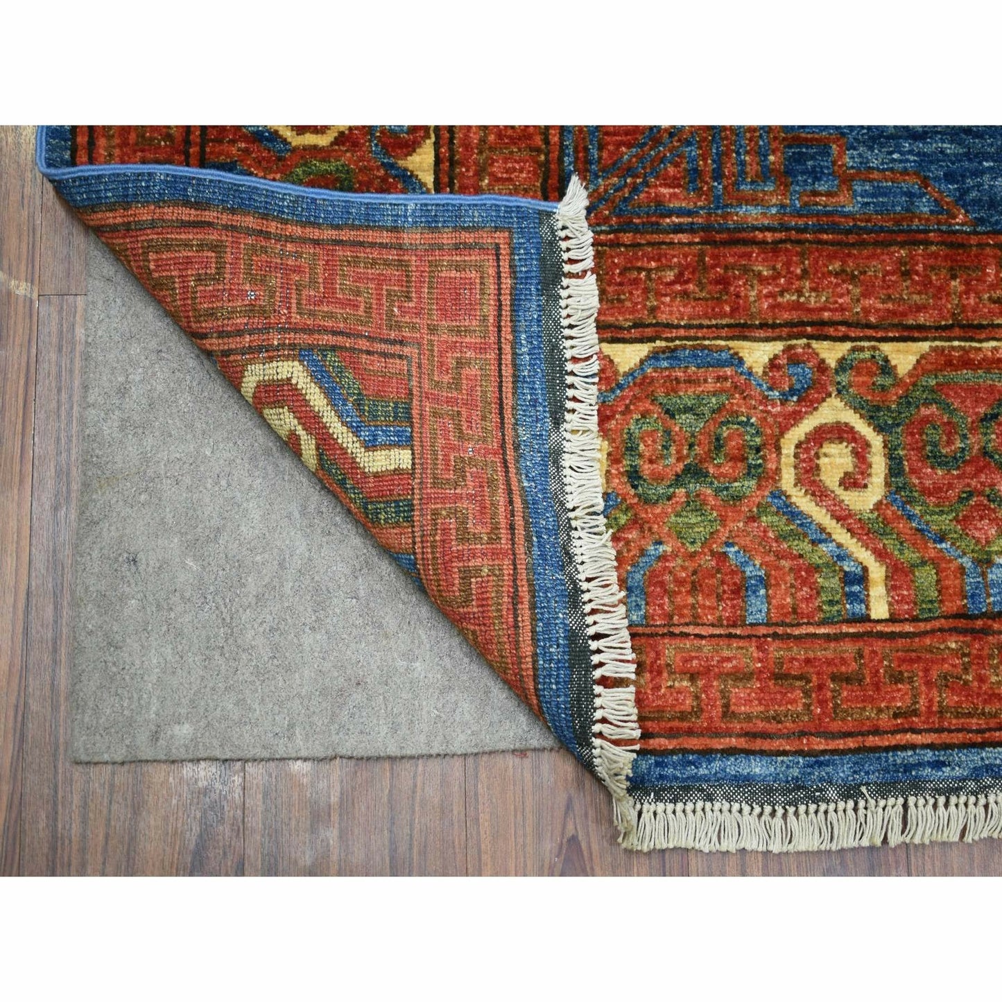 5'9"X7'10" Blue Turkeman Ersari With Khotan Design Soft Wool Oriental Rug