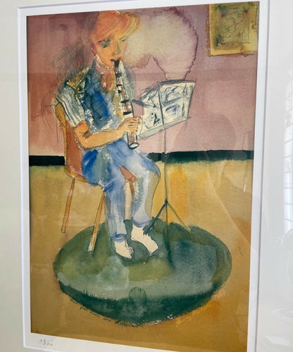 Henry Miller Signed Lithograph "Clarinet" Stamped Framed Ed200 Fine Art Print