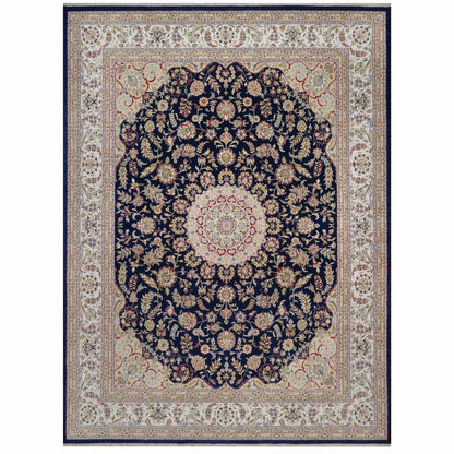 Polo Blue Wool & Silk Nain Hand Knotted Oriental Rug 11'7"x15'7
