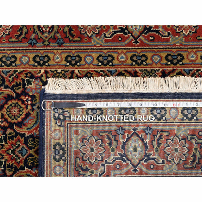 4'X6' Hand Knotted Midnight Blue All Over Herrita Design Pure Wool Rug