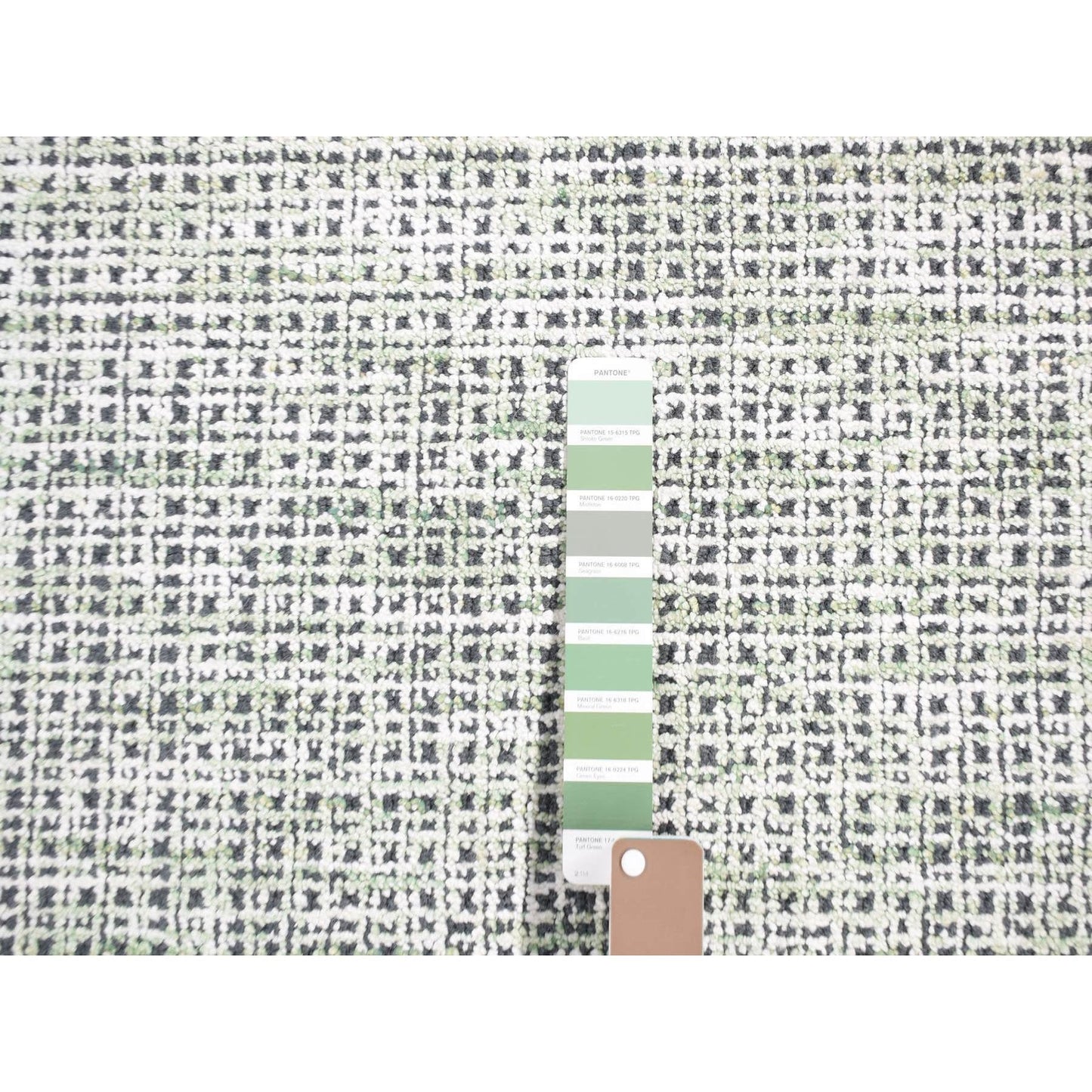 9'1"X12'1" Green Modern Design Wool And Art Silk Hand Loomed Rug