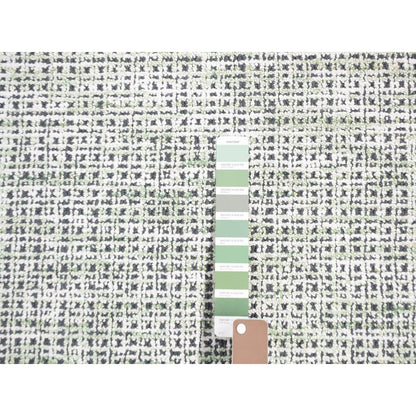 9'1"X12'1" Green Modern Design Wool And Art Silk Hand Loomed Rug
