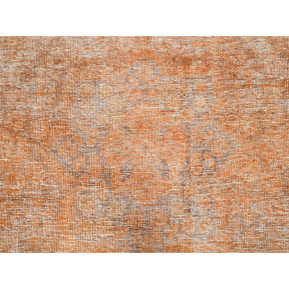 6'1"X9' Orange Overdyed Old Tebraz Distressed Look Wool Hand Knotted Rug