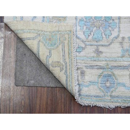 2'7"X8' Wisp White Rural Flower Design Angora Oushak Oriental Runner Rug