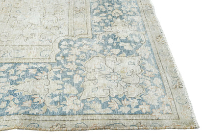 Semi-Antique Floral Distressed Oriental Rug 9X13