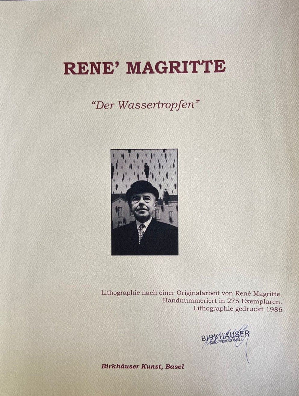Ren-Magritte Lithograph Coa Signed Numbered By Hand Limited Edition
