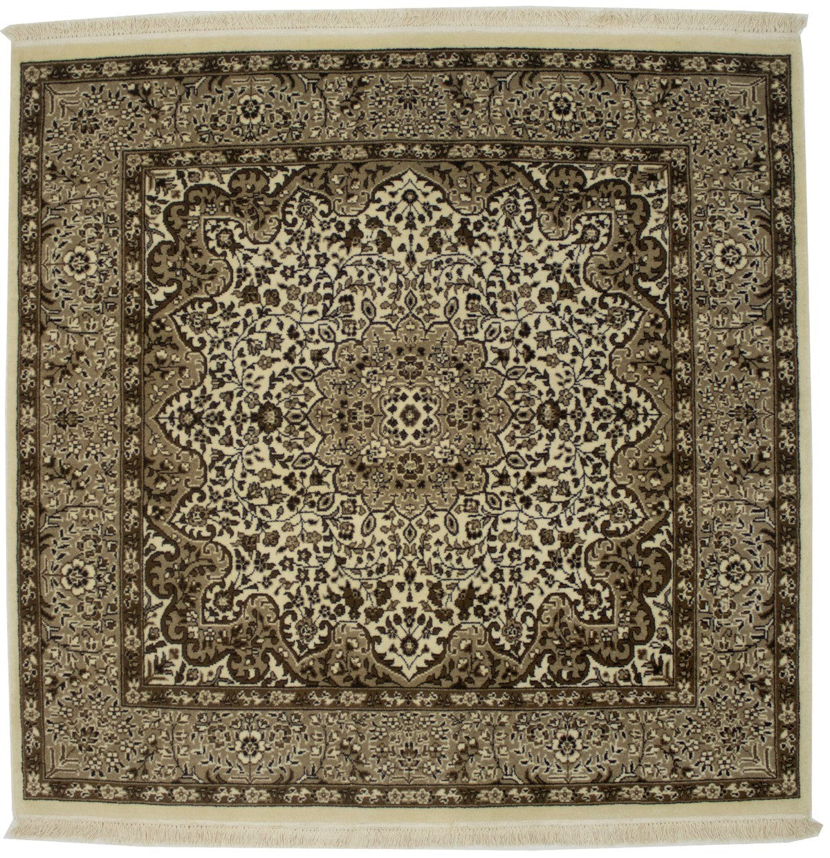 Fine Floral Hand-Knotted Kirman Square 5X5