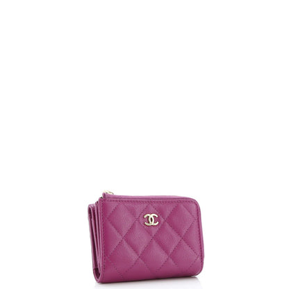Chanel Cc Zip Trifold Wallet Quilted Caviar Compact