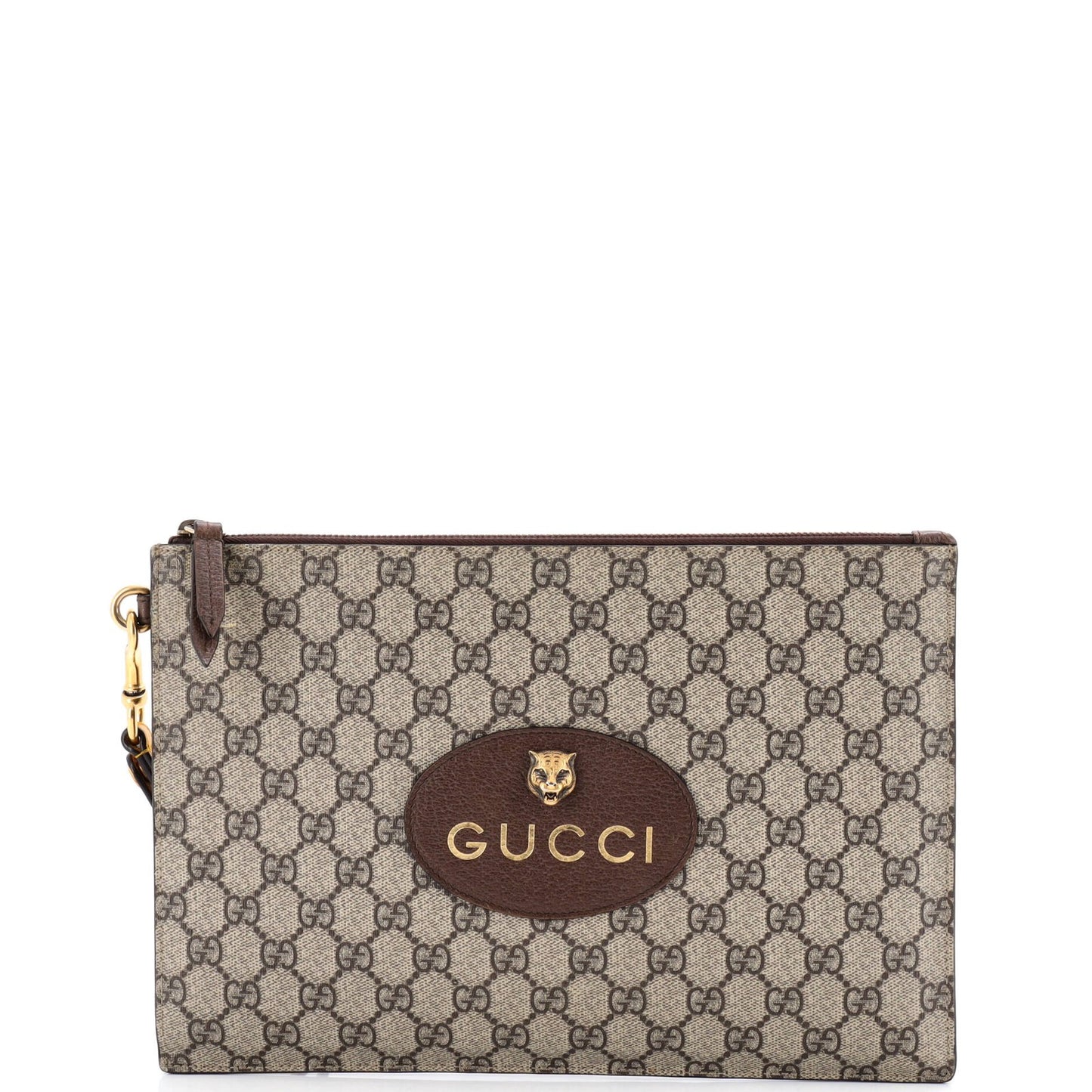 Gucci Neo Vintage Wristlet Pouch Gg Coated Canvas