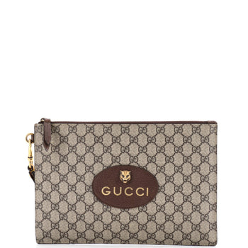 Gucci Neo Vintage Wristlet Pouch Gg Coated Canvas