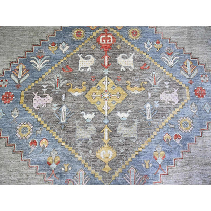10'1"X14' Dark Gray Finer Peshawar Pure Wool Hand Knotted Oriental